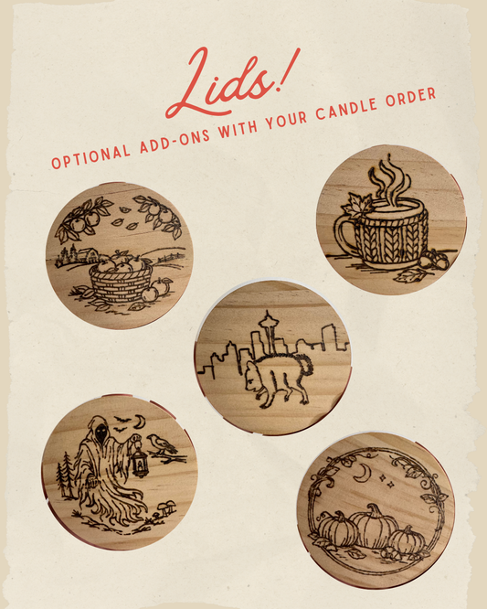Autumn Drop Wood-Burned Lids (for 5oz candles only)