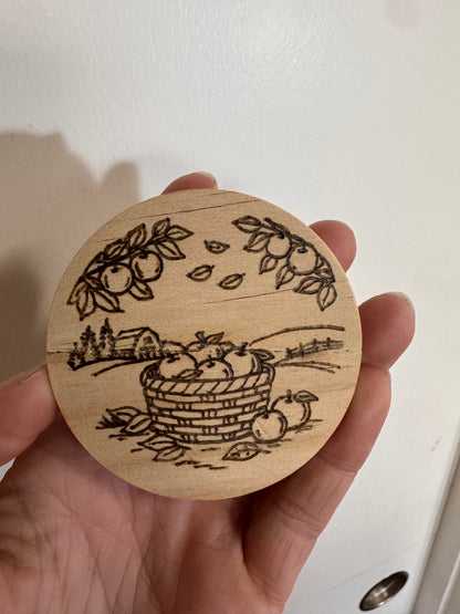 Autumn Drop Wood-Burned Lids (for 5oz candles only)
